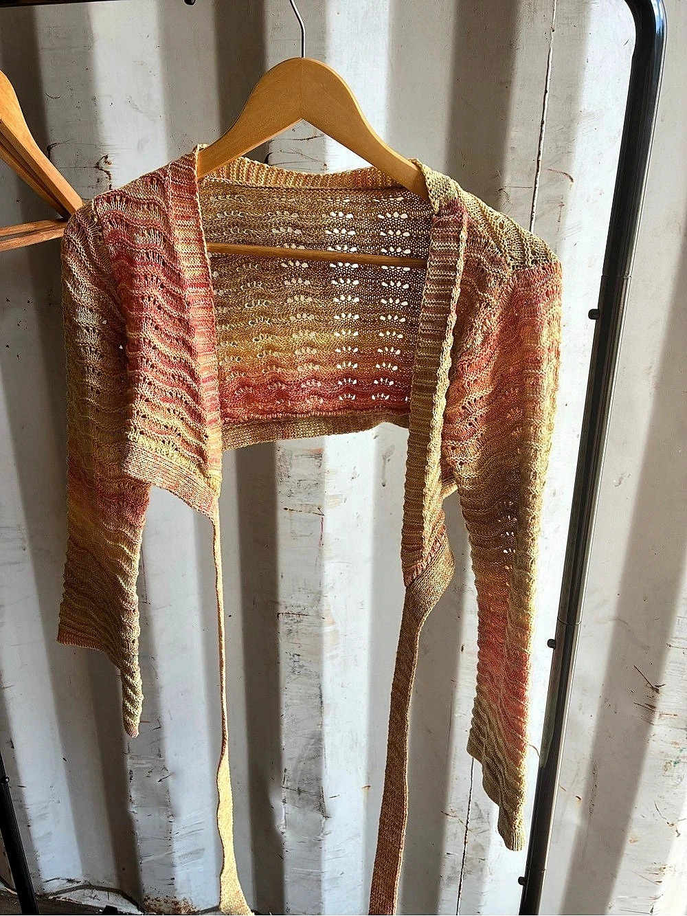 SHEIN Abstract Knit Shrug Pink & Yellow Size Medium Like New